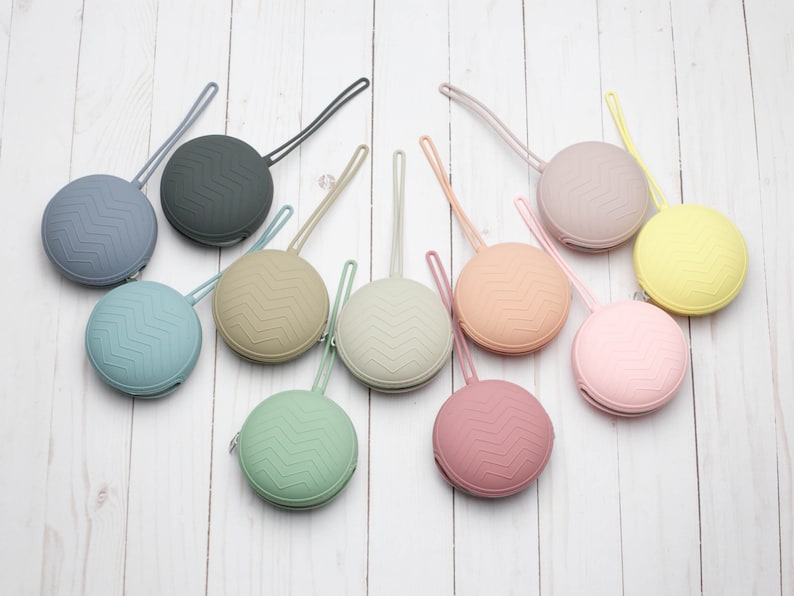 Round Storage Pouch Stitch Stoppers Notions Bag Knitting Holders Accessories Keeper Supplies Needles Silicone Zipper Bag Pastel Tools image 1