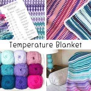 TEMPERATURE BLANKET Crochet Pattern Color Chart Historical Tutorial Printable Calendar Temperatures Year Throw Colorful Seed Stitch image 2