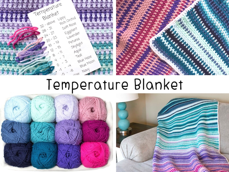 TEMPERATURE BLANKET Crochet Pattern Color Chart Historical Tutorial Printable Calendar Temperatures Year Throw Colorful Seed Stitch image 2