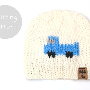 Little Blue Truck Hat Knitting Pattern Children's Book Knit Winter Beanie Toque Knitted Medium Worsted Weight Baby Toddler Child Women Men