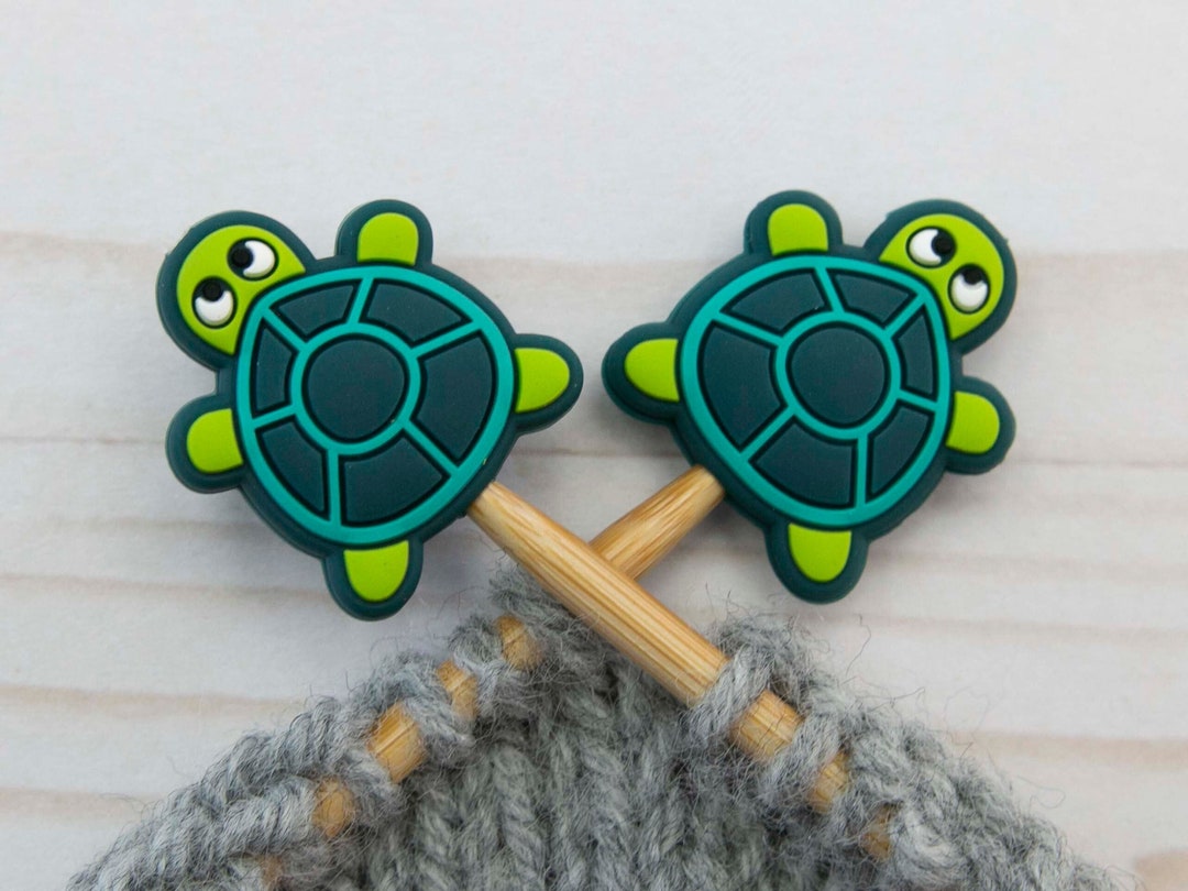 Green Turtle Stitch Stoppers Point Protectors Knitting Needles Notions ...