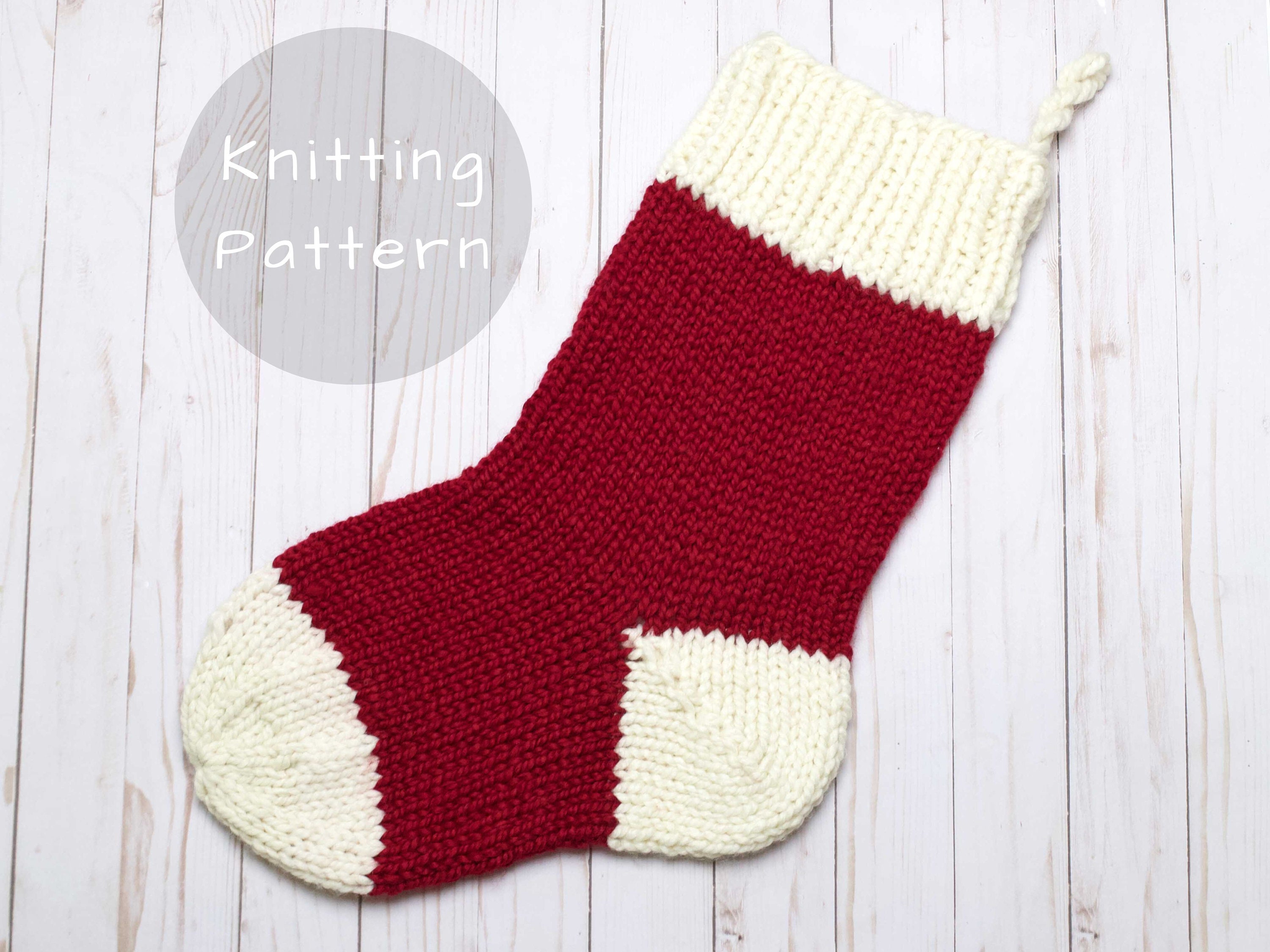 Christmas Stocking Knitting Pattern Chunky Sock Winter Easy Holiday ...