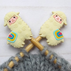 Beige Llama Knitting Needle Stitch Stoppers Alpaca Point Protectors Notions Holders Accessories Tools Keeper Hugger Supplies Storage