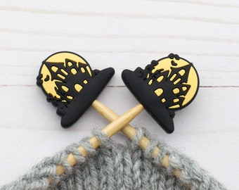 Haunted House Stitch Stoppers Spooky Fall Halloween Yarn Ball Knitting Needle Holders Notions Accessories Tools Markers Point Protector Bat