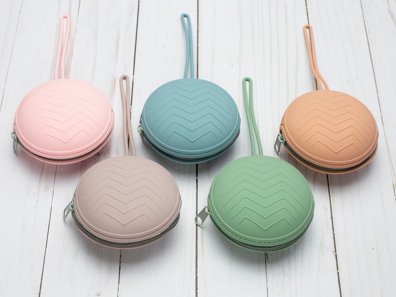 Round Storage Pouch Stitch Stoppers Notions Bag Knitting Holders Accessories Keeper Supplies Needles Silicone Zipper Bag Pastel Tools image 3