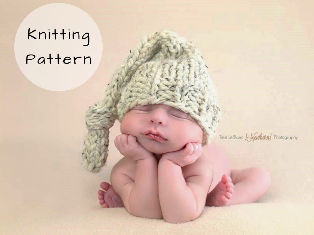 Knitting Pattern Stocking Cap Newborn Photography Prop Hat Sleeper