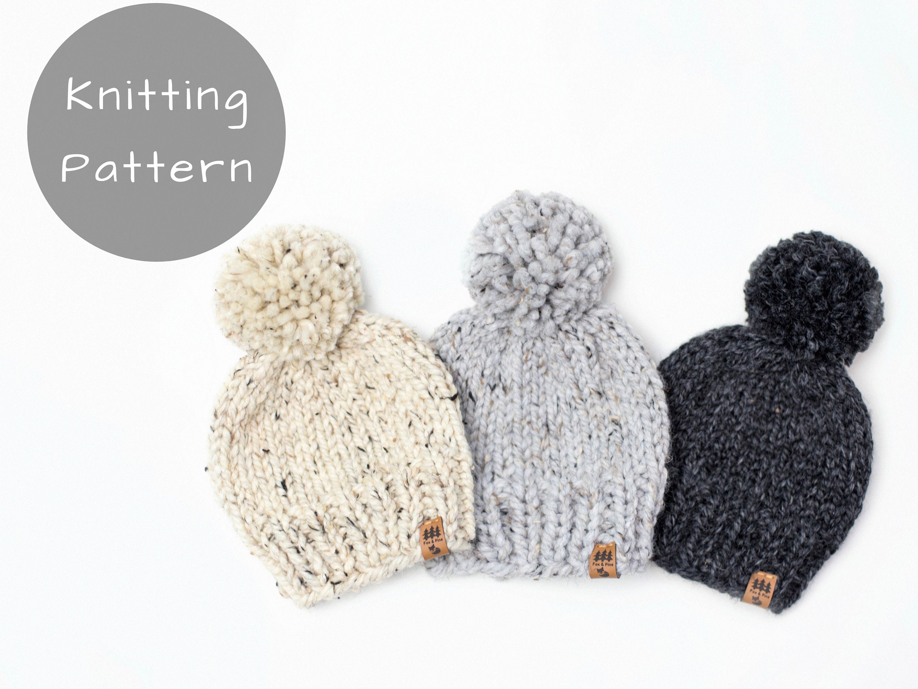 Pom pom hat knitting pattern - Gathered