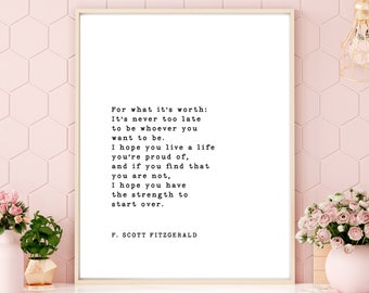 F. Scott Fitzgerald Quote Print, Home Decor, Minimalist Wall Art, Life Quote Art, Digital Download