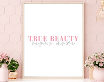 Inspirational Quote Print Pink, Pink Wall Art, Modern Home Decor, Minimalist Wall Art, Digital Download Printable