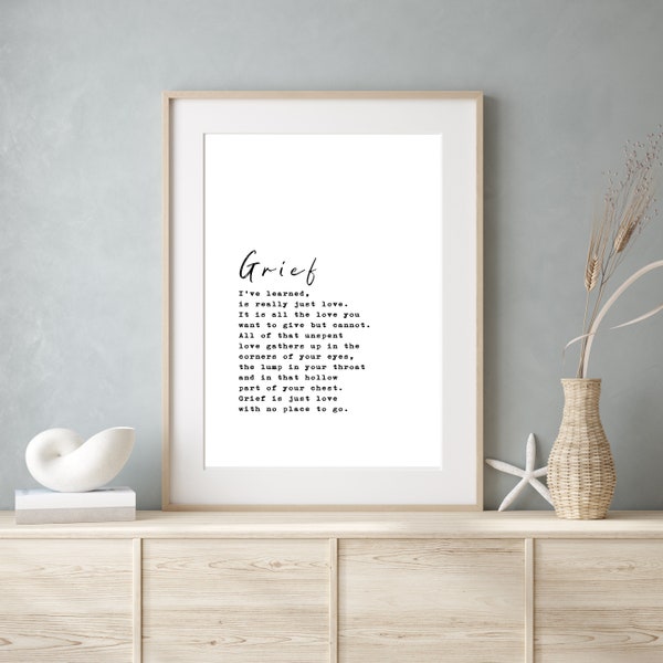 Grief and Bereavement Quote Wall Art, Love Minimalist Home Decor, Digital Download