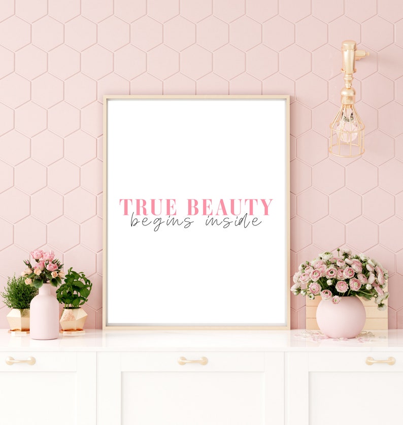 Inspirational Quote Print Pink, Pink Wall Art, Modern Home Decor, Minimalist Wall Art, Digital Download Printable image 1