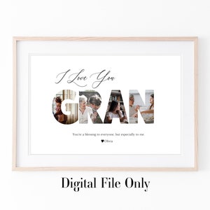 Mother&#39;s Day Print, Grandmother Gift, Mum Collage Wall Art, Granny photo gift, Mother&#39;s Day Present Gift - Digital Download