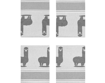 saewelo 4er Set Geschirrtücher in Geschenkverpackung, 100% Baumwolle, 50x70 cm (Alpaka, Grau)