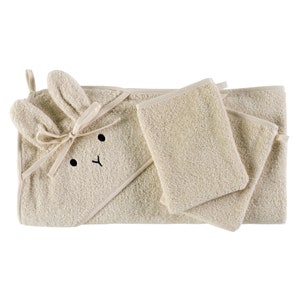 saewelo Hooded bath towel for babies and children, 100% organic cotton, Oeko-Tex, 100 x 100 cm (undyed)