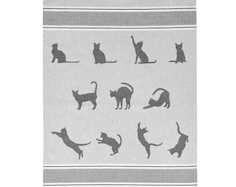 saewelo Geschirrtuch, 100% Baumwolle, 39x56 cm (Mini Katze, Grau)