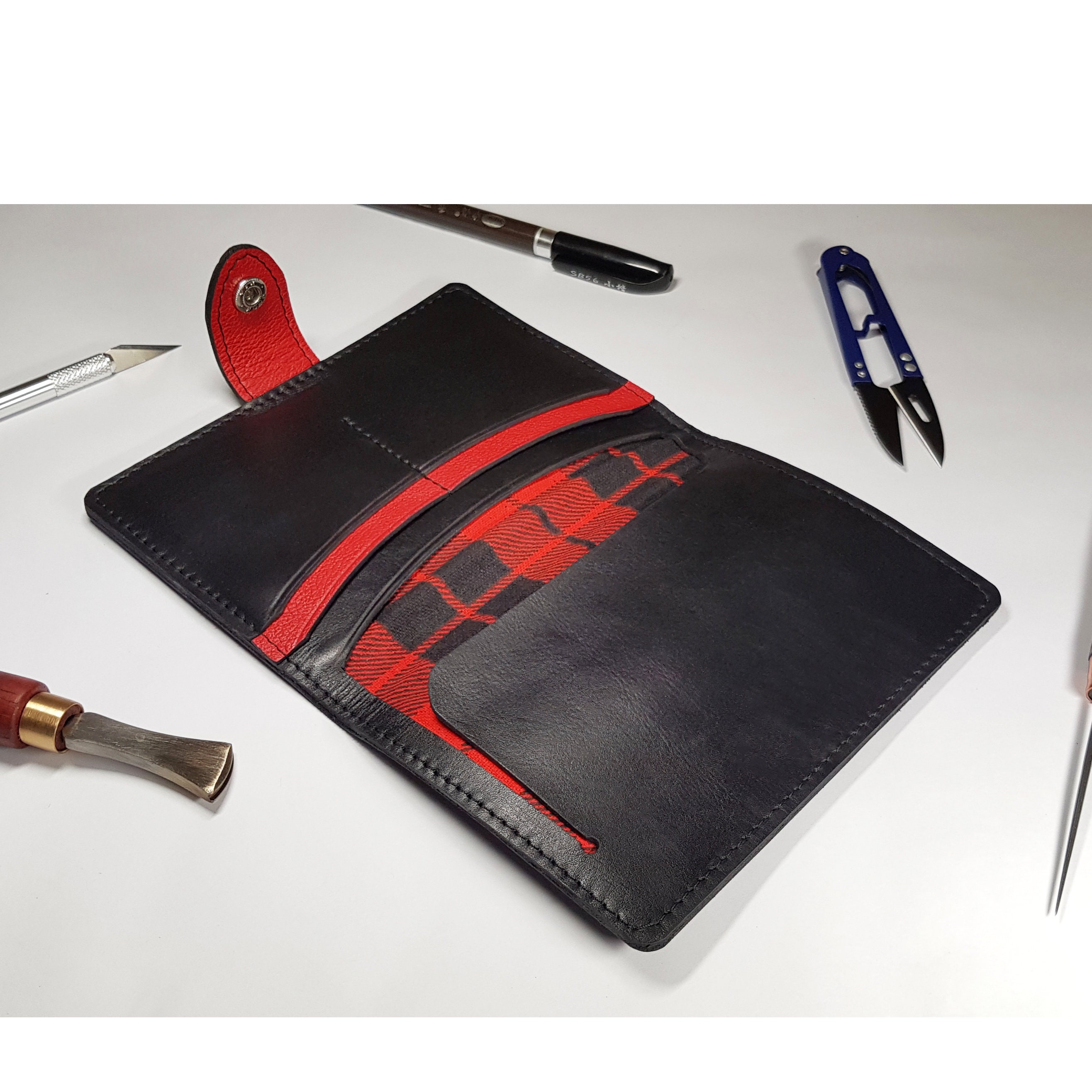 Black & red auto document holder Car Vehicle leather Etsy