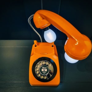 Upcycled Retro Orange Rotary Telephone Lamp afbeelding 10