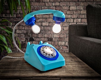 Retro Blue Rotary Telephone Lamp - Designer Handmade