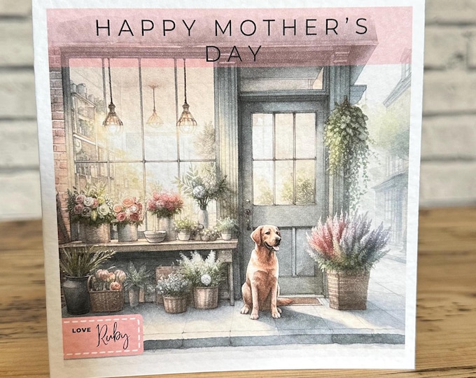 Fox Red Labrador Mothers Day Card, Personalised Labrador Card, Mothers day dog mum, Personalised Cards, Dog Birthday Card