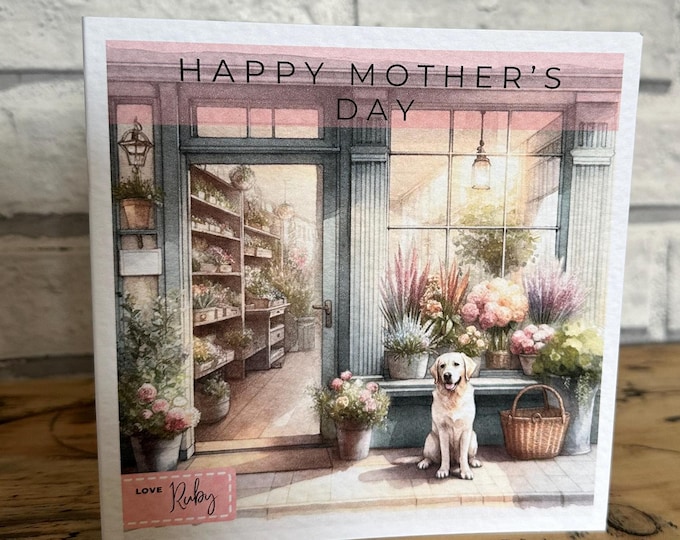 Yellow Labrador Mothers Day Card, Personalised Labrador Card, Yellow Lab Custom Card, Personalised, Mothers Day Card, Dog Mum, Birthday