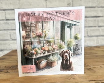 Personalized Chocolate Labrador Mother's Day Card: Dog Mum Card