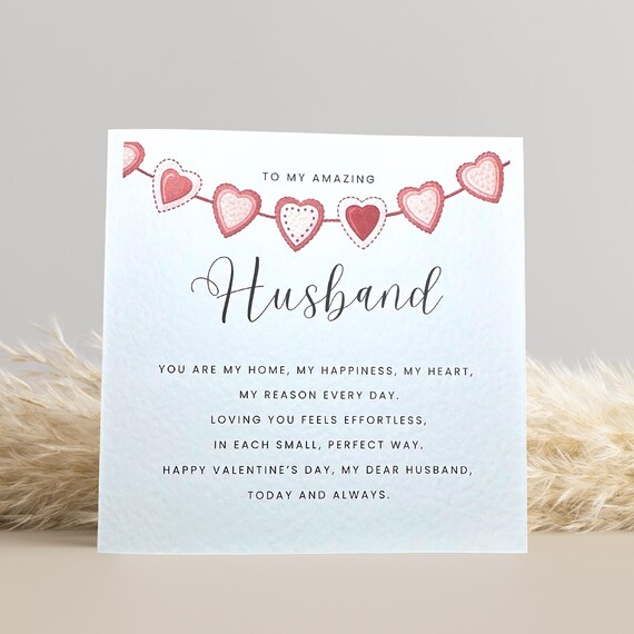 Valentine’s Card for Husband – Romantic Love Card – Heart Design