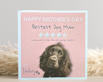 Brown Cocker Spaniel Mothers Day Card: Personalised, Mum gift