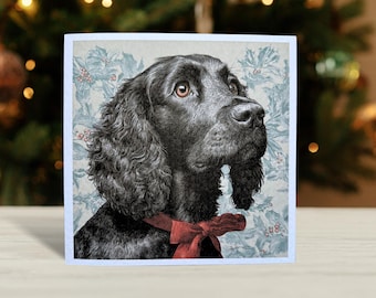 Black Cocker Spaniel Christmas Card