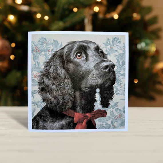 Black Cocker Spaniel Christmas Card