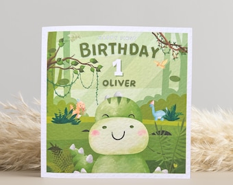 1st Birthday Card, Dinosaur