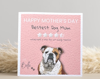 British Bulldog Mothers Day Card: Personalised, Mum gift