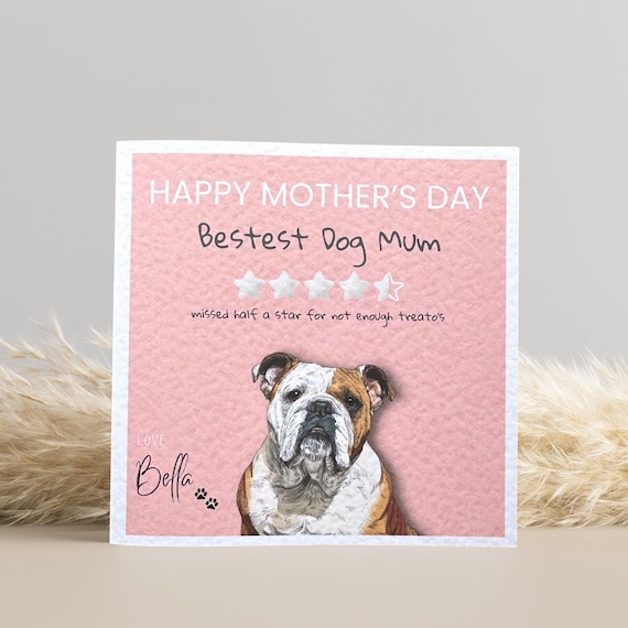 British Bulldog Mothers Day Card: Personalised, Mum gift