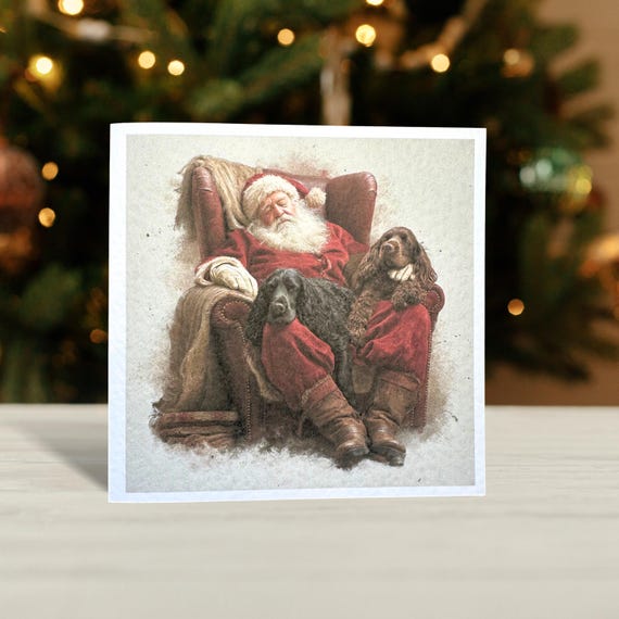Brown and Black Cocker Spaniel Christmas Card