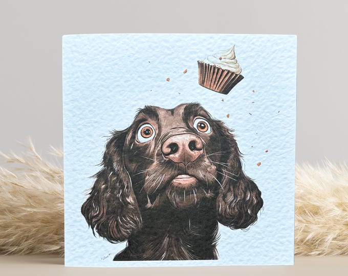 Brown Cocker Spaniel Birthday Card