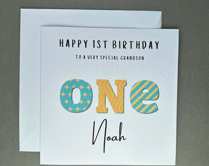 Personalised 1st Birthday Card, Custom Card, 2nd 3rd 4th 5th 6th 7th 8th 9th 10th one two three four five, six, seven, eight nine ten