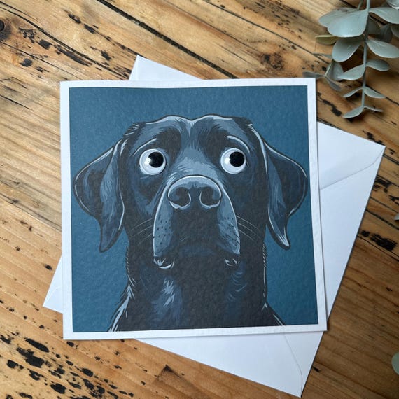 Black Labrador Birthday Card: Funny Dog with Goggly Eyes