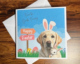 Yellow Labrador Easter Card, Yellow labrador Card, Personalised Cards. Dog Mum, Dog Dad. Dog Mom, Dog Easter