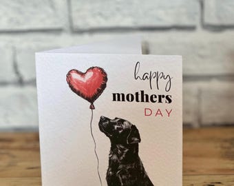 Personalized Black Lab Mothers Day Card: Labrador Dog Art