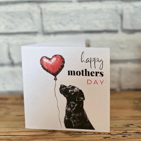 Personalized Black Lab Mothers Day Card: Labrador Dog Art