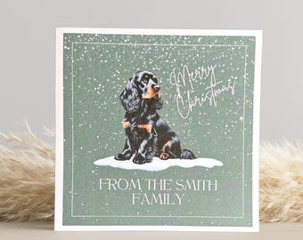 Black and Tan Cocker Spaniel Christmas Card