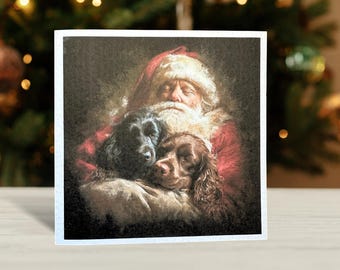 Brown and Black Cocker Spaniel Christmas Card