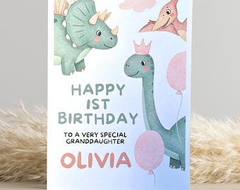 Personalised 1st Birthday Card: Dinosaur Theme