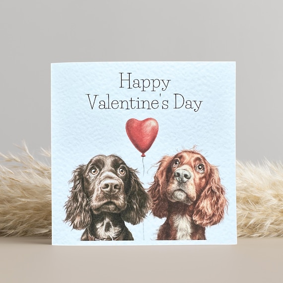 Brown Cocker Spaniel and Red Cocker Spaniel Valentine's Card