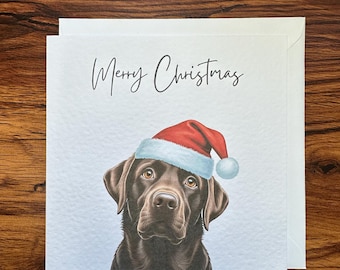 Labrador Dog Christmas Card, Custom Design, Chocolate Labrador, Yellow Labrador, Black Labrador, Fox red. Personalised Labrador Christmas.