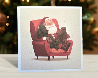 Brown and Black Cocker Spaniel Christmas Card