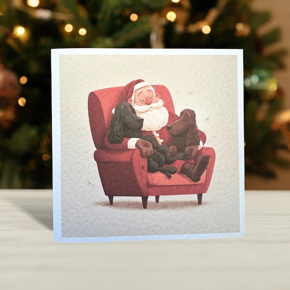 Brown and Black Cocker Spaniel Christmas Card