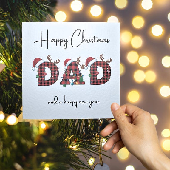 Christmas Card for Dad: Plaid Buffalo Check Holiday Card