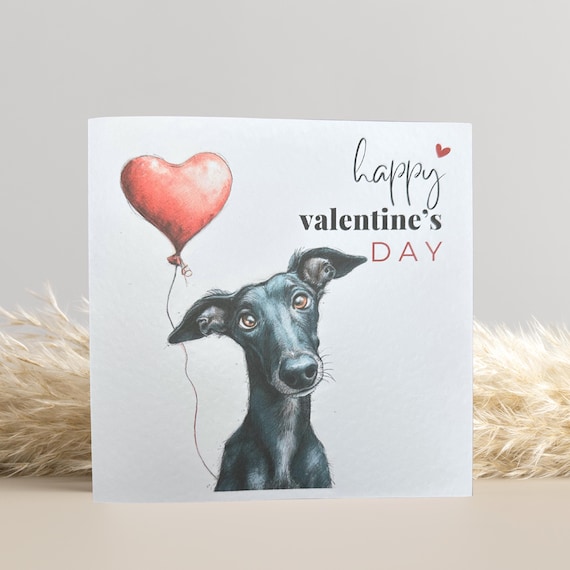 Greyhound Valentine's Day Card: Dog Lover Gift
