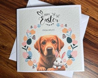 Fox Red Labrador Easter Card, Fox Red labrador Card, Personalised Cards. Dog Mum, Dog Dad. Dog Mom, Dog Easter