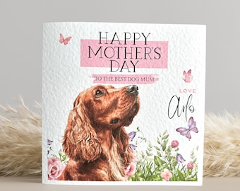 Personalised Red Cocker Spaniel Mothers Day Card